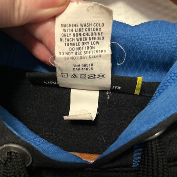 Under Armour Men's Loose Fit Hoodie Black Blue Long Sleeve Sweatshirt Medium - Picture 6 of 9